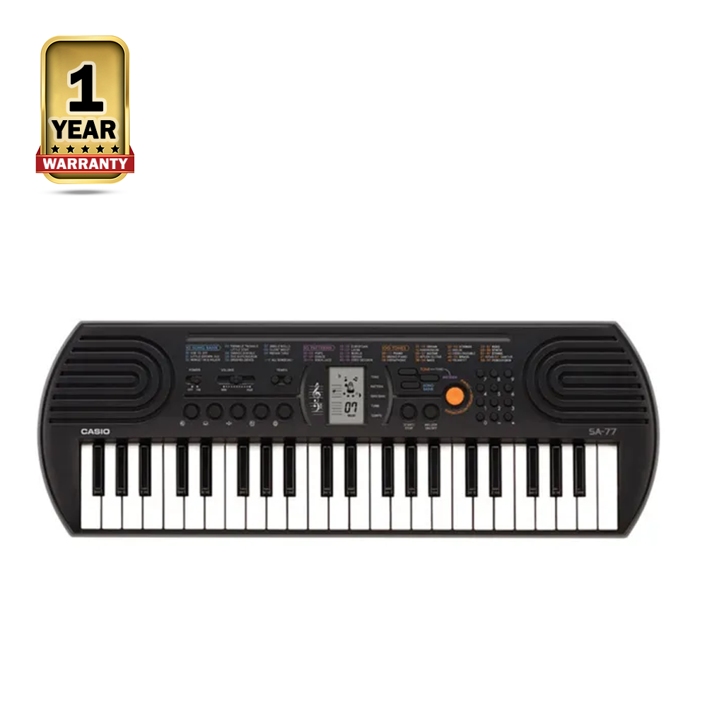 Casio SA-77 Portable Musical Keyboard Piano - Black and Gray