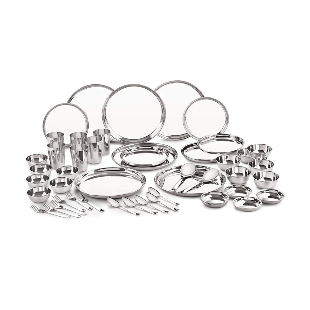 Set of 50 Pcs Stainless Steel Premium Dinner Set - Silver