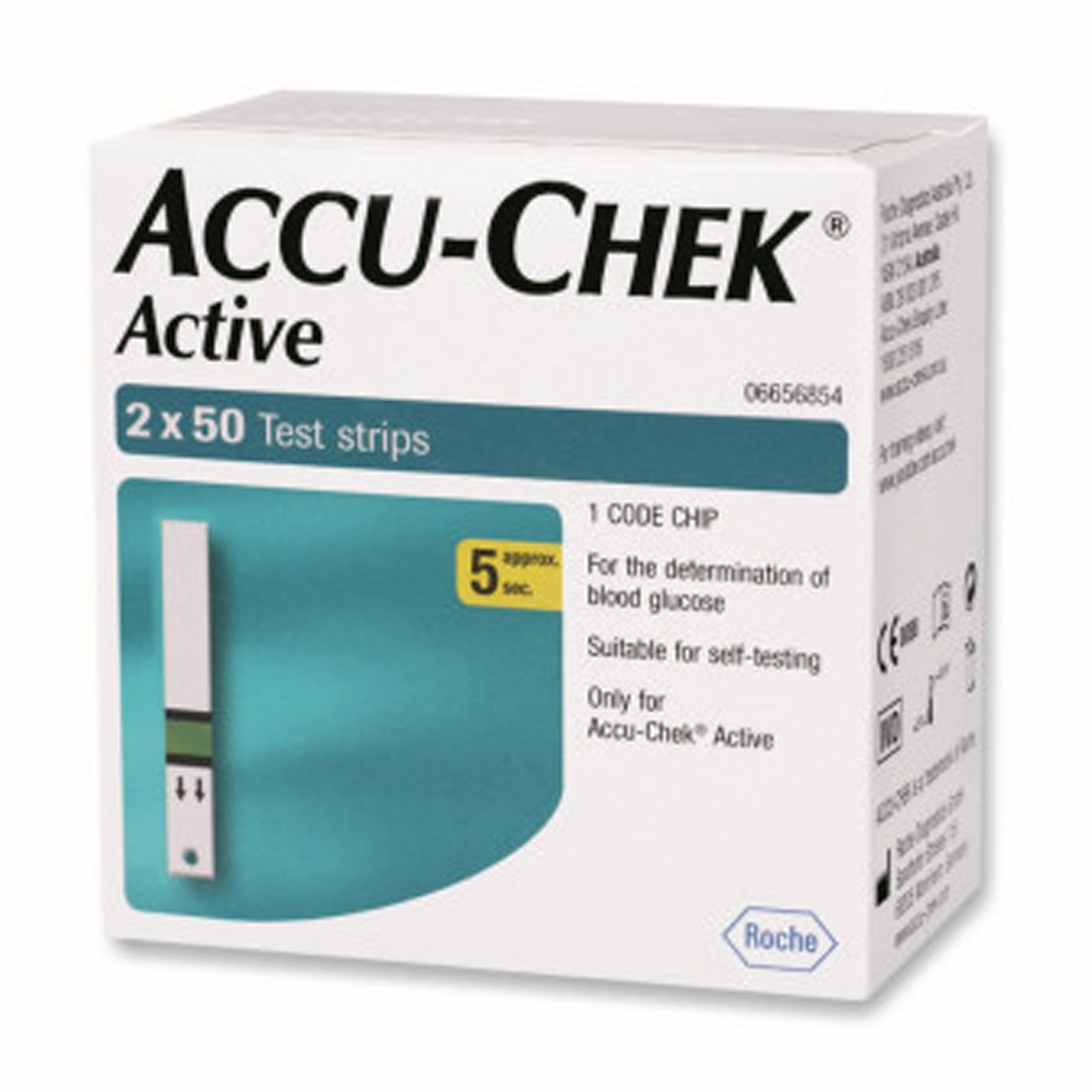 Accu Chek Active Blood Glucose Test Strips - 100pcs