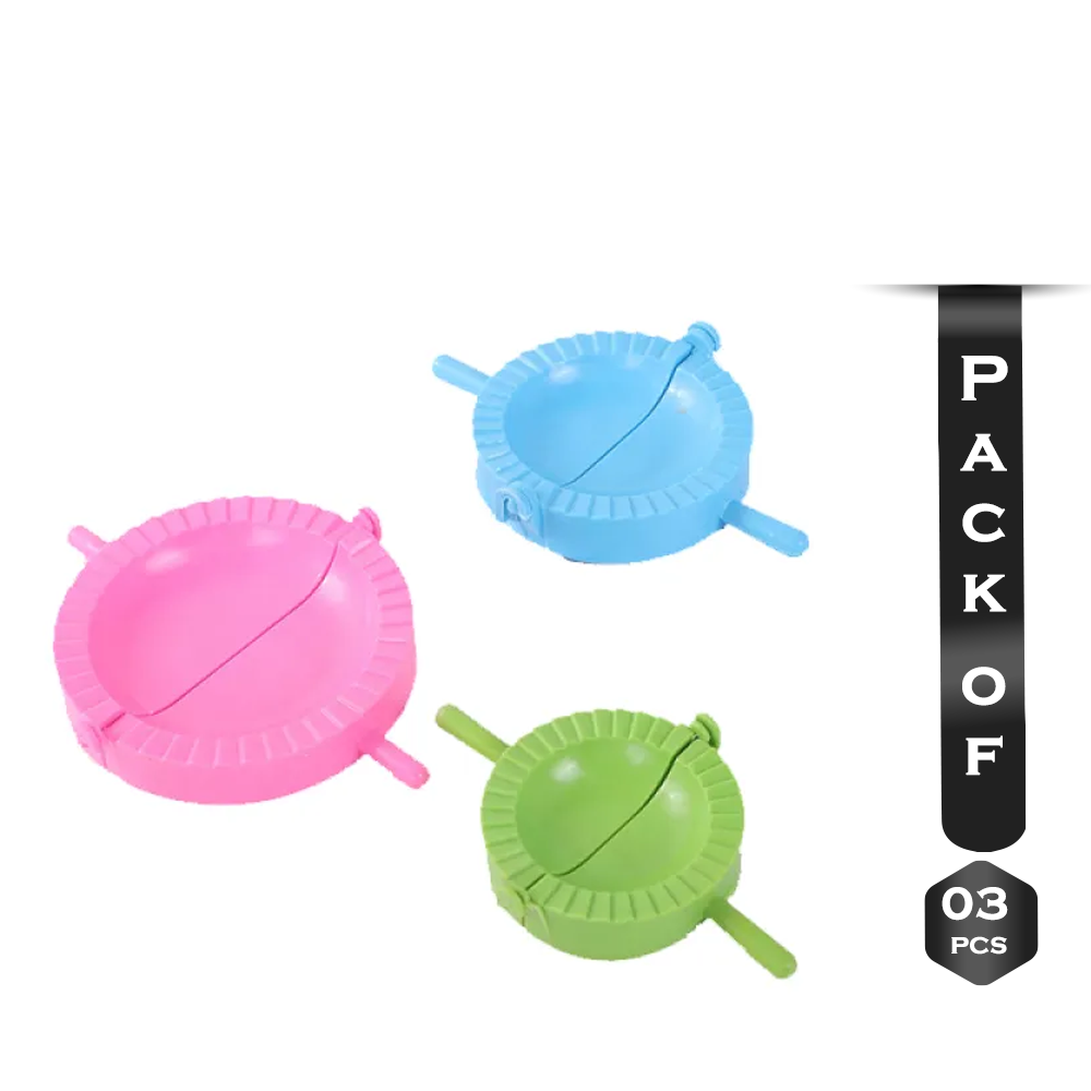 Set of 3 Pcs Plastic Mold Dumpling Pitha Maker - Multicolor