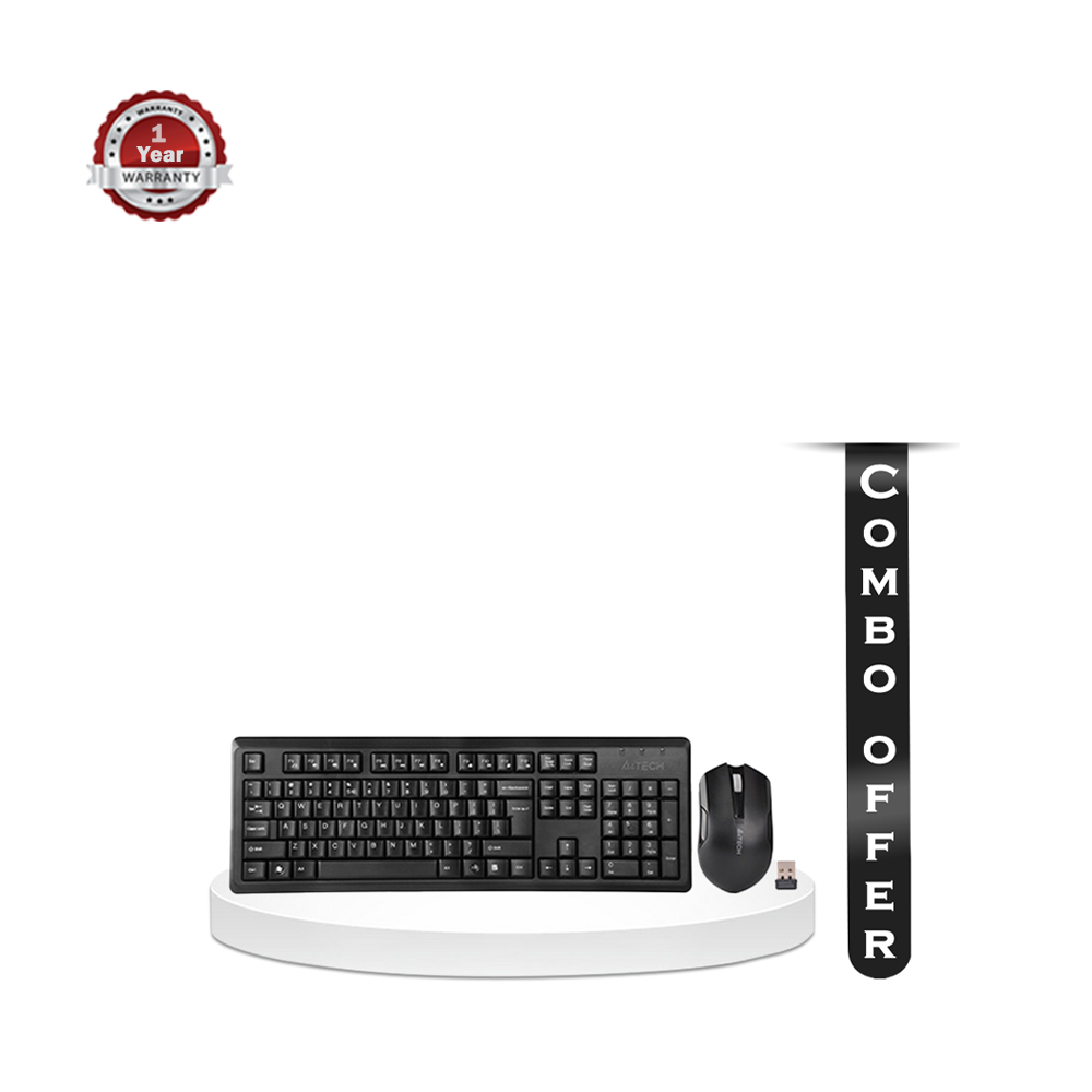  Combo Of 2 A4TECH 4200N Wireless Keyboard Mouse - Black