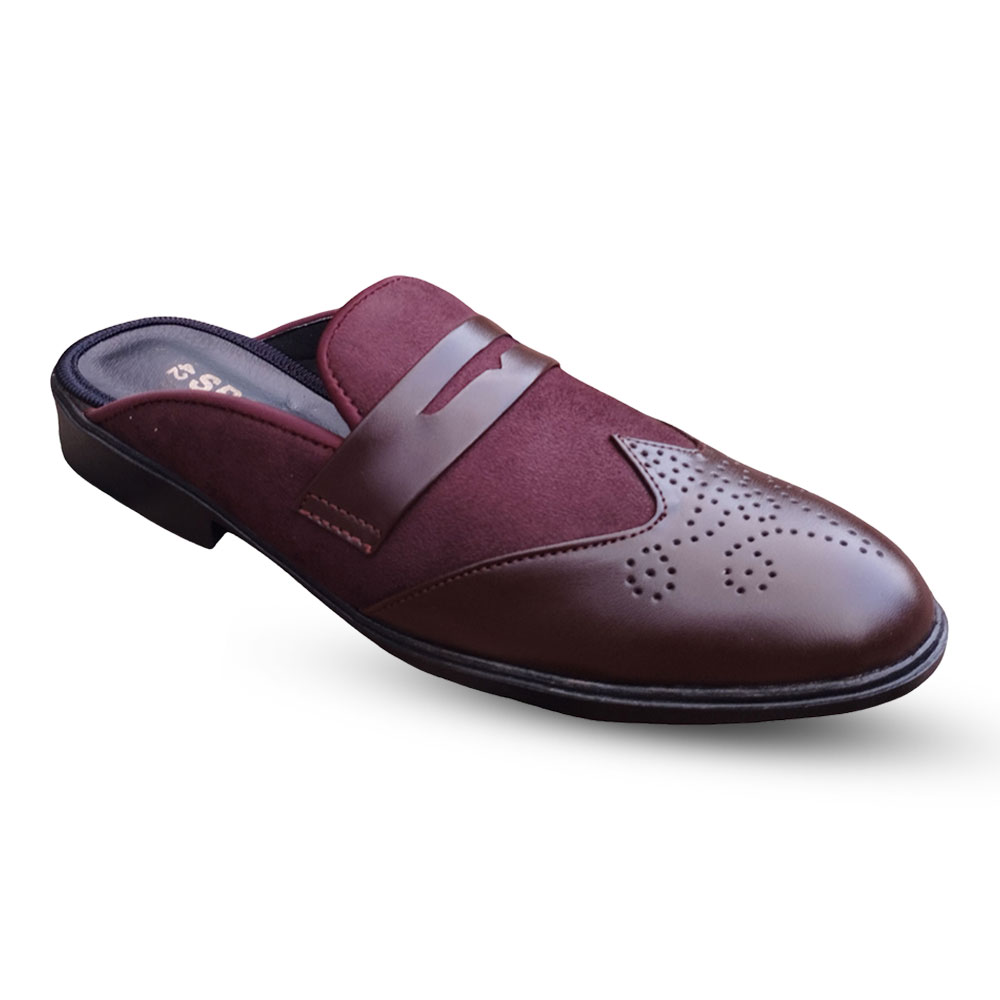 PU & Suit Leather Half Shoes For Men - Chocolate - H2