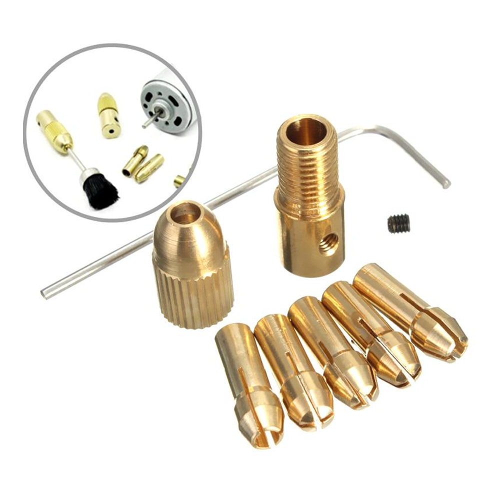 Small Electric Drill Bit Collet Micro Twist Drill Chuck Set - Golden