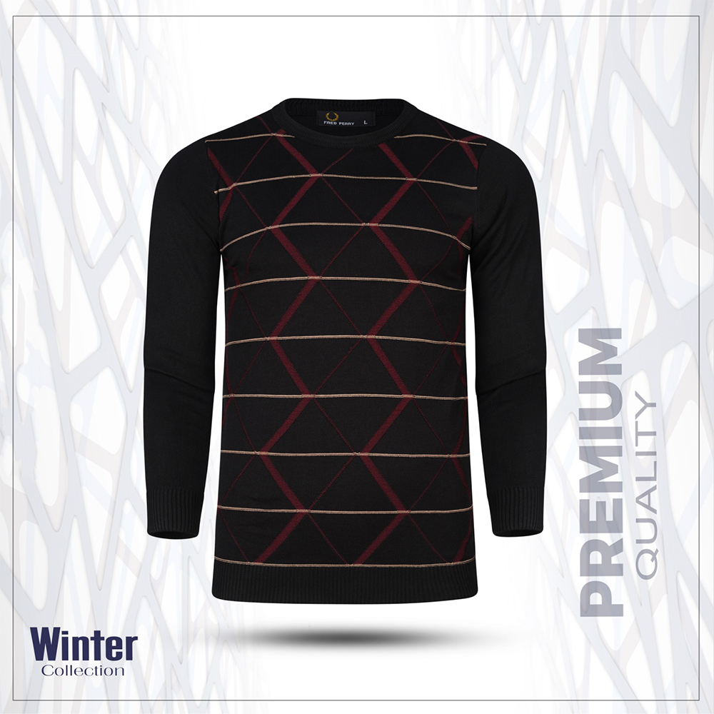 Viscose Full Sleeve Winter Sweater For Men - Black