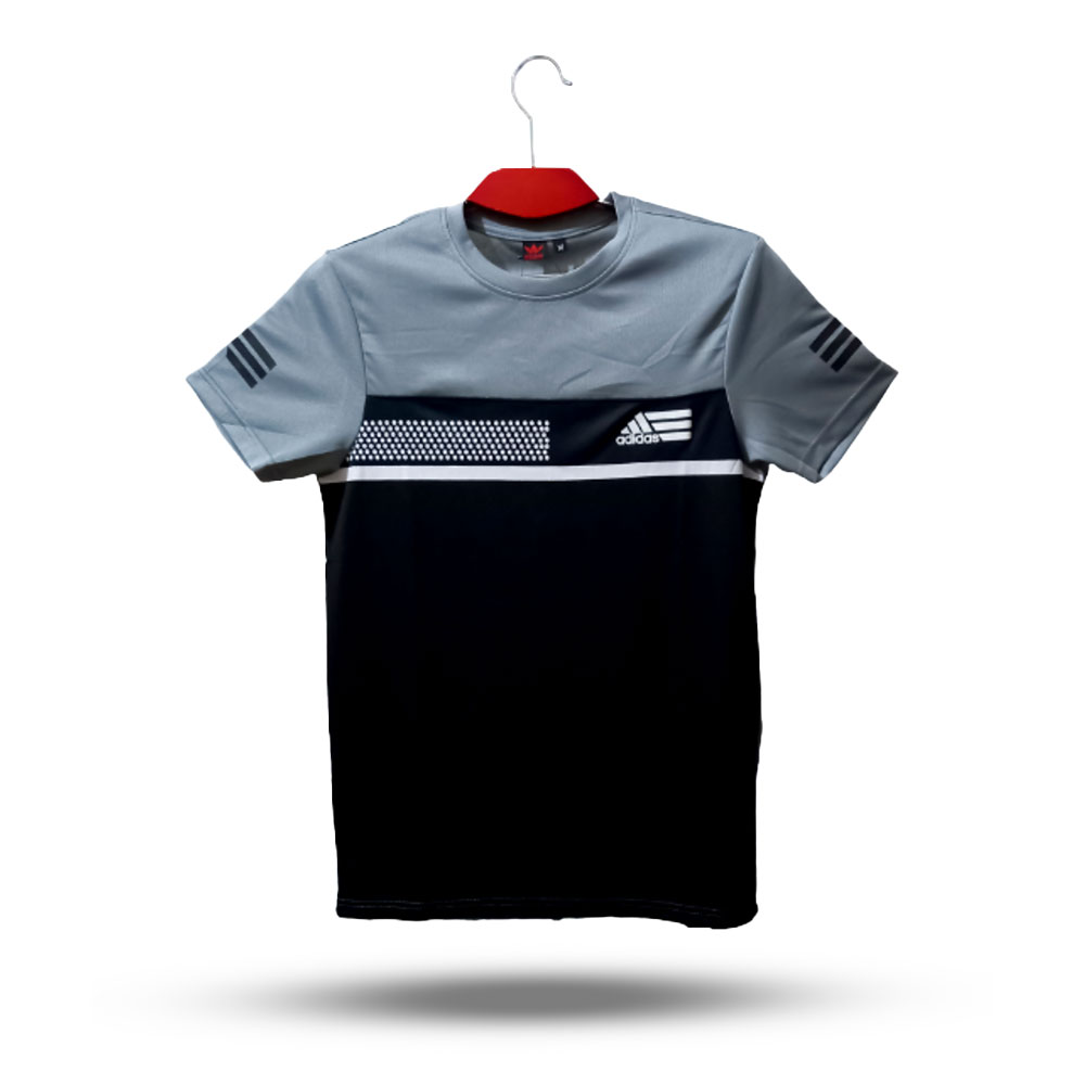 Adidas Mesh Half Sleeve T Shirt for Men Black and Ash