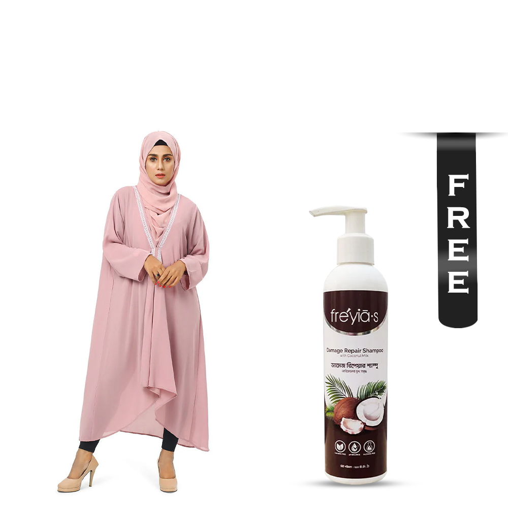 Buy Hiba Double Georgette Fabric Shrug for Women - 0823 000232 - Light Mauve and Get Freyias Damage Repair Shampoo with Coconut Milk - 220ml Free