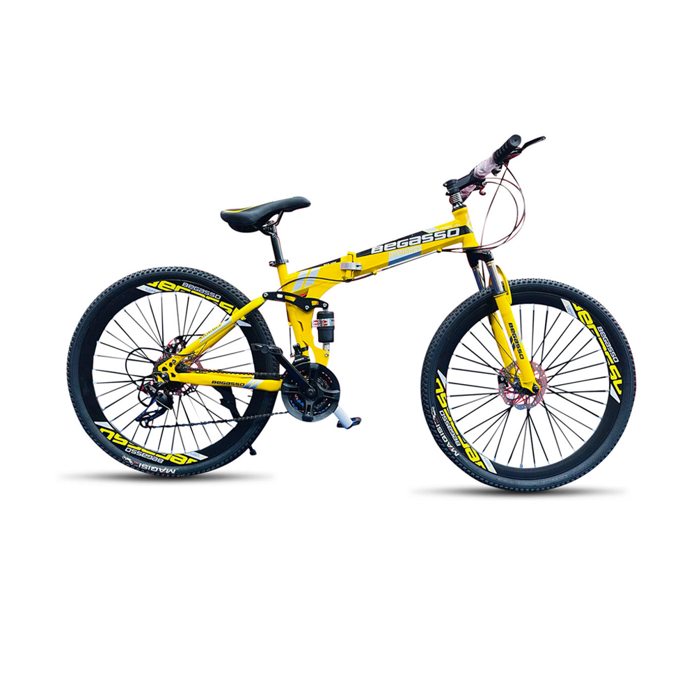 Begasso 26" Inch Spoke Rim Folding Bicycle - Yellow