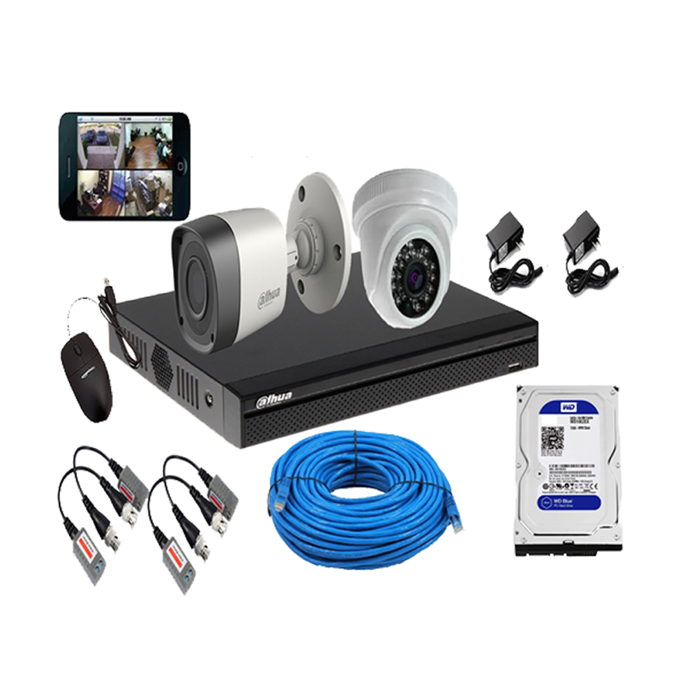 Dahua 2 MP CCTV Camera Package With All Accessories - PKG-2