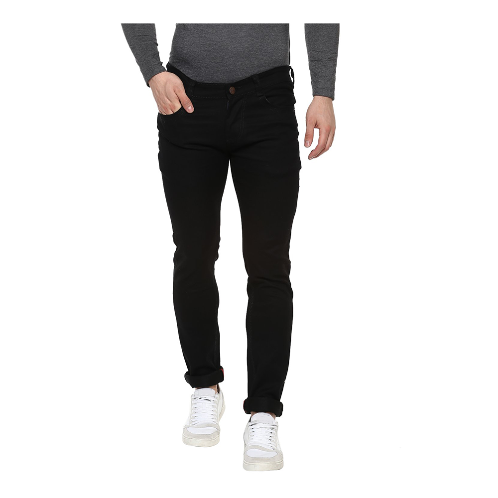 Cotton Semi Stretch Denim Jeans Pant For Men - Deep Black - NZ-13078