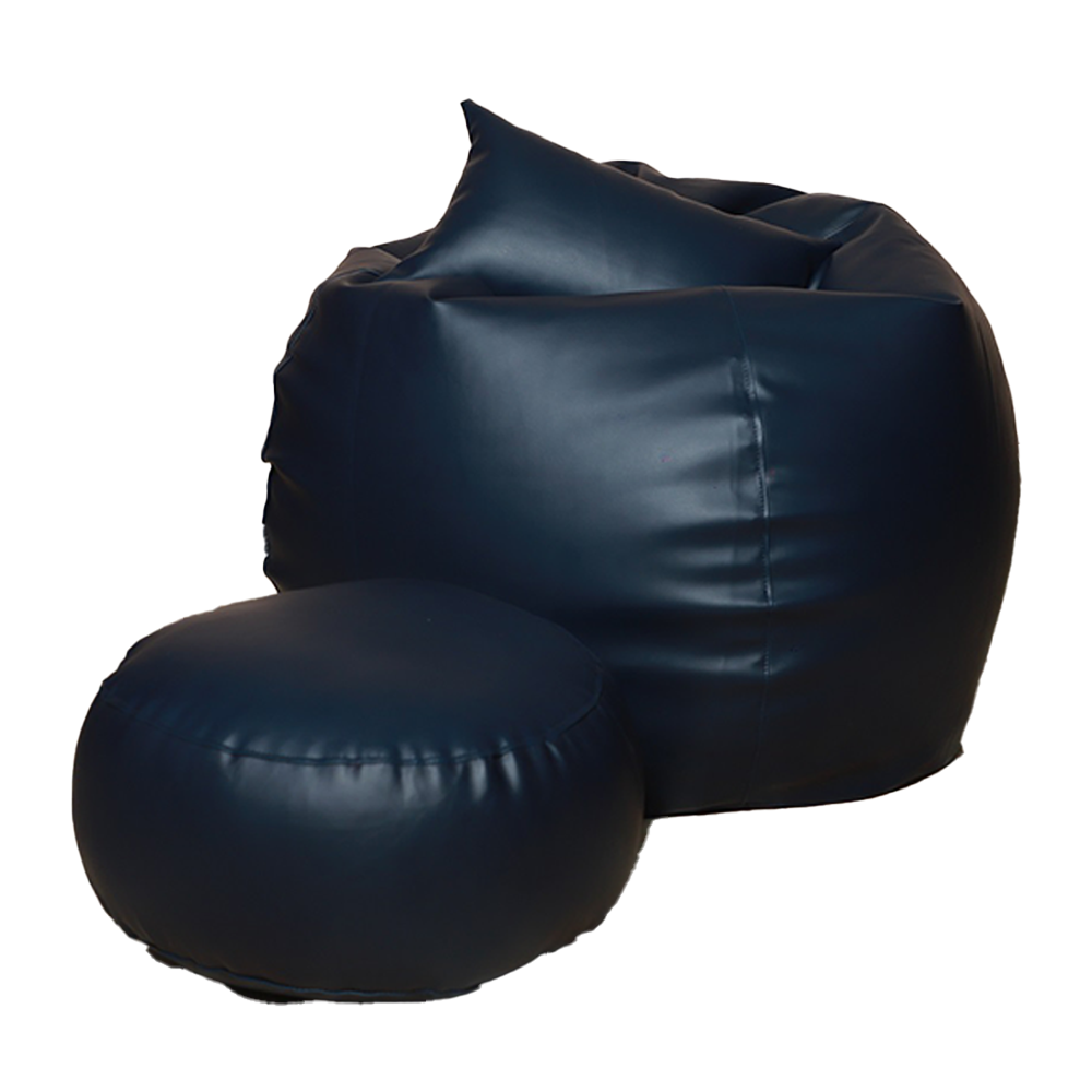 Leather Bean Bag - XL - Navy Blue - APML1NB