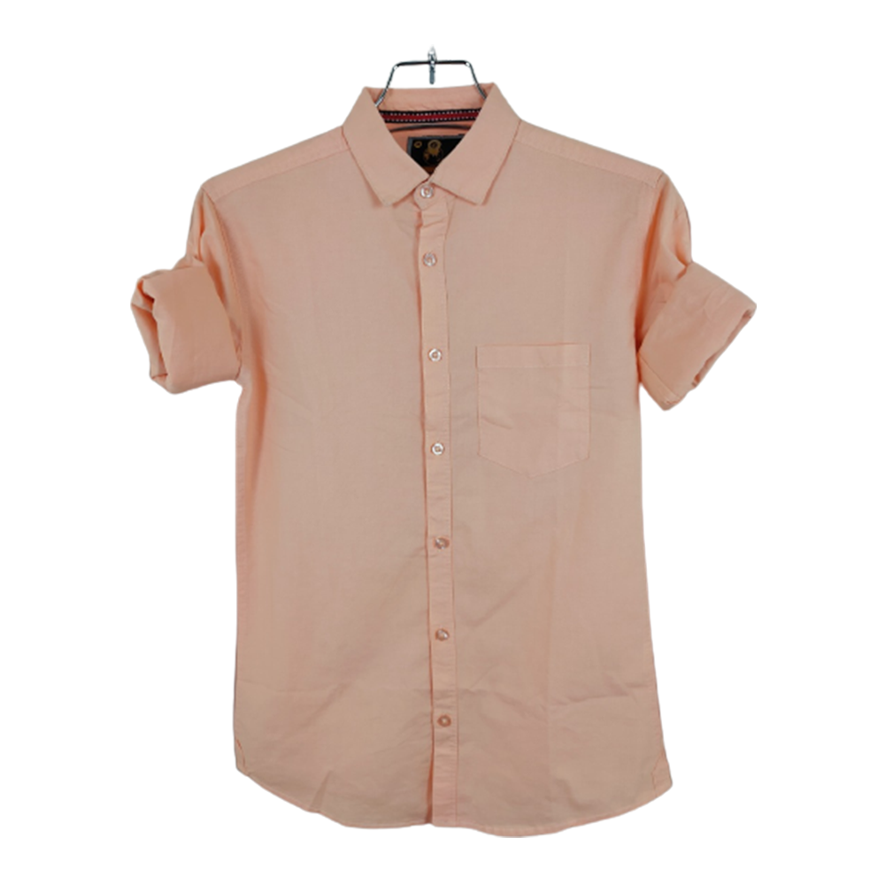 Oxford Cotton Full Sleeve Shirt For Men - Peach - OP76