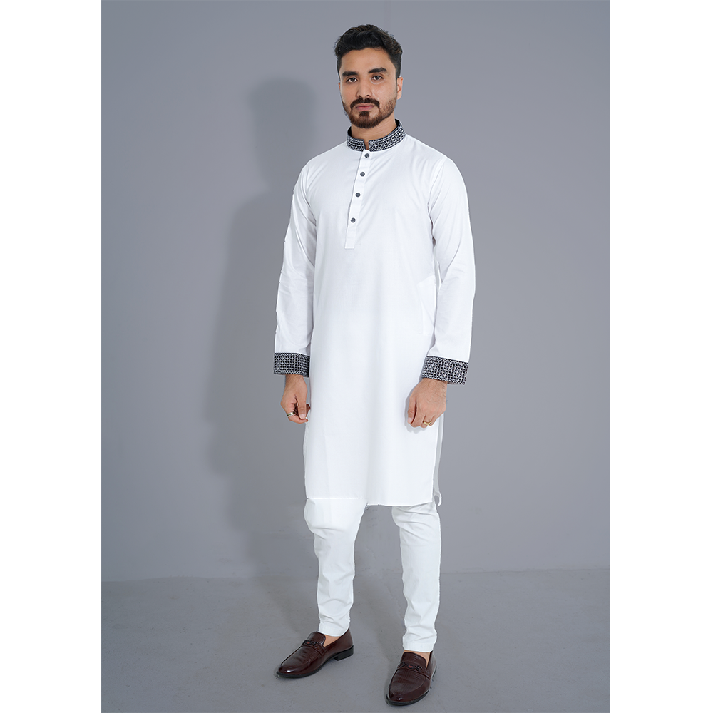 Premium Panjabi For Men - White - 2533