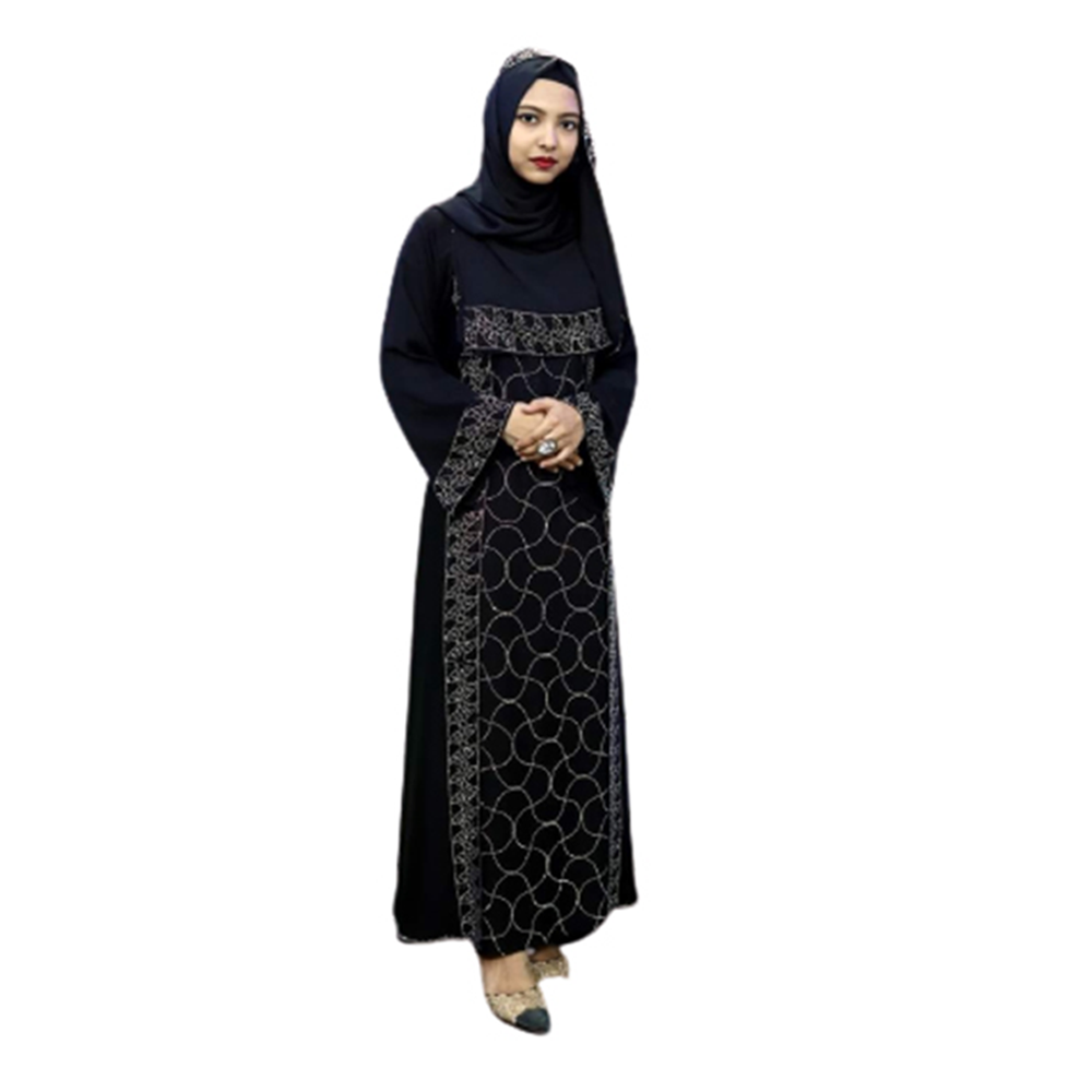 Dubai Cherry Borkha With Hijab For Women - Black - BK-P36