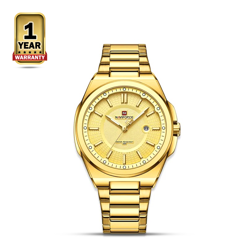 NAVIFORCE NF9212 Golden Stainless Steel Analog Watch For Men - Golden