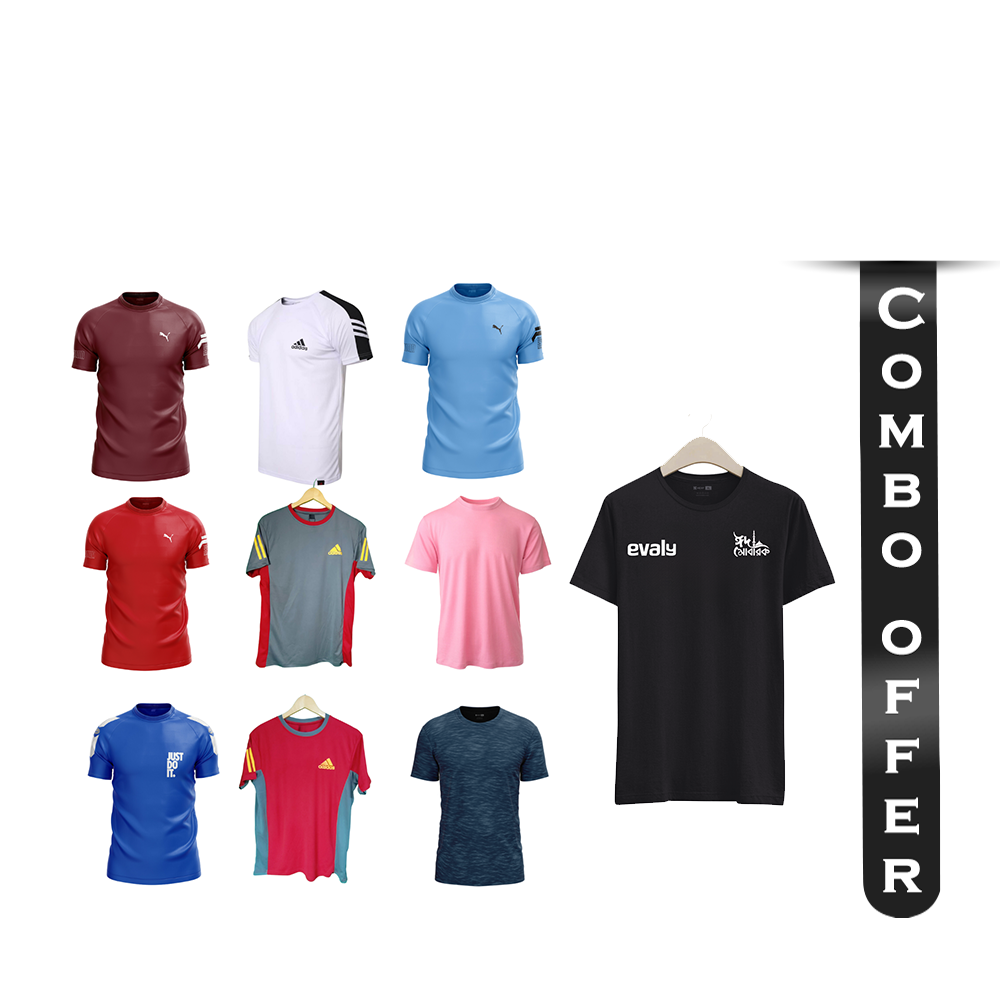 Combo of Any 5 Pcs Cotton Half Sleeve T-shirt for Men With 1 T-shirt Free - NEX-H-04