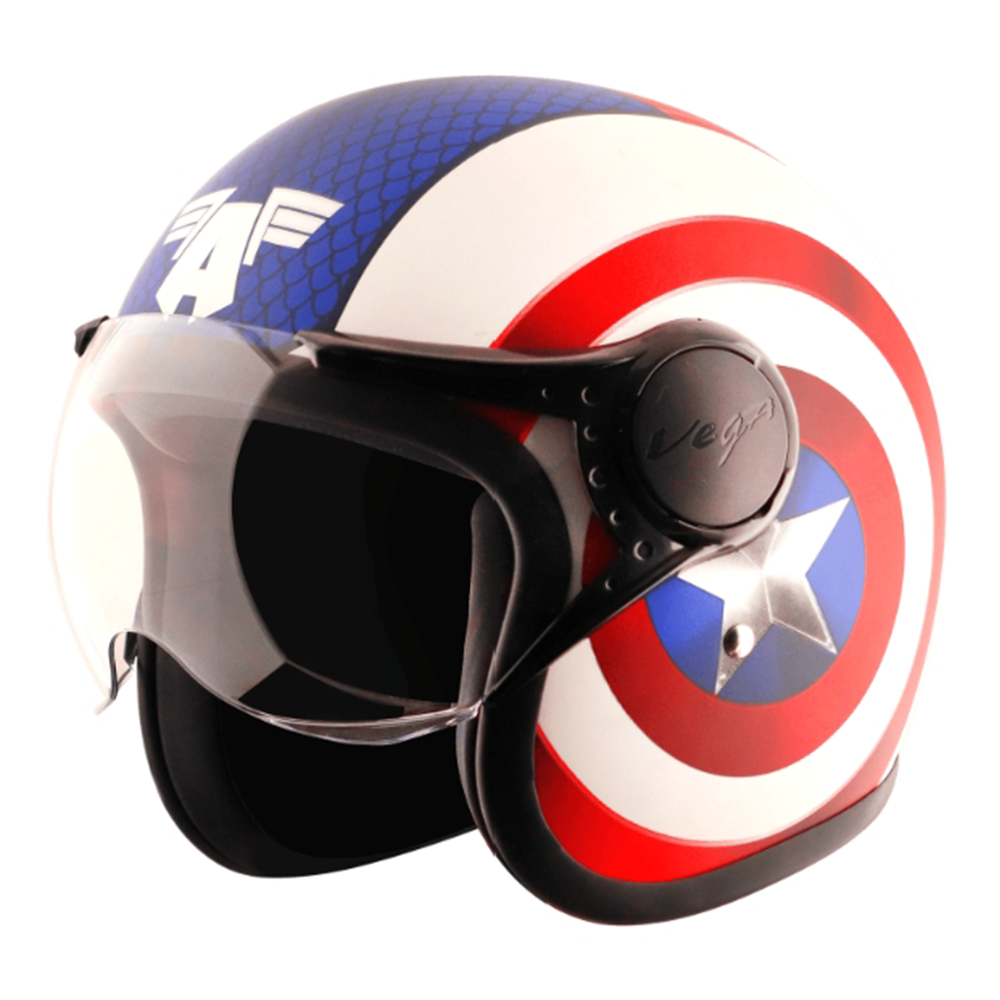 Vega Jeet Marvel Captain Half Face Bike Helmet - Blue