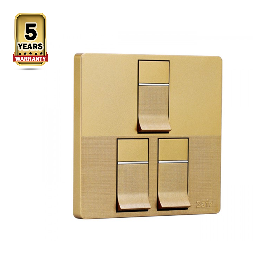 Walton Luxury 3 Gang 1 Way Switch - Golden