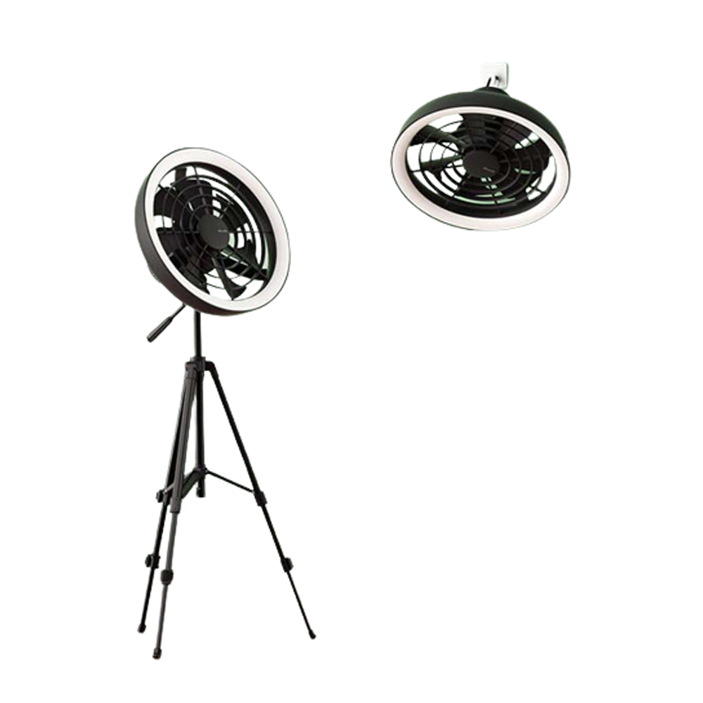 JISULIFE FA17 Outdoor LED Ceiling Fan with Long Tripod Stand - Black