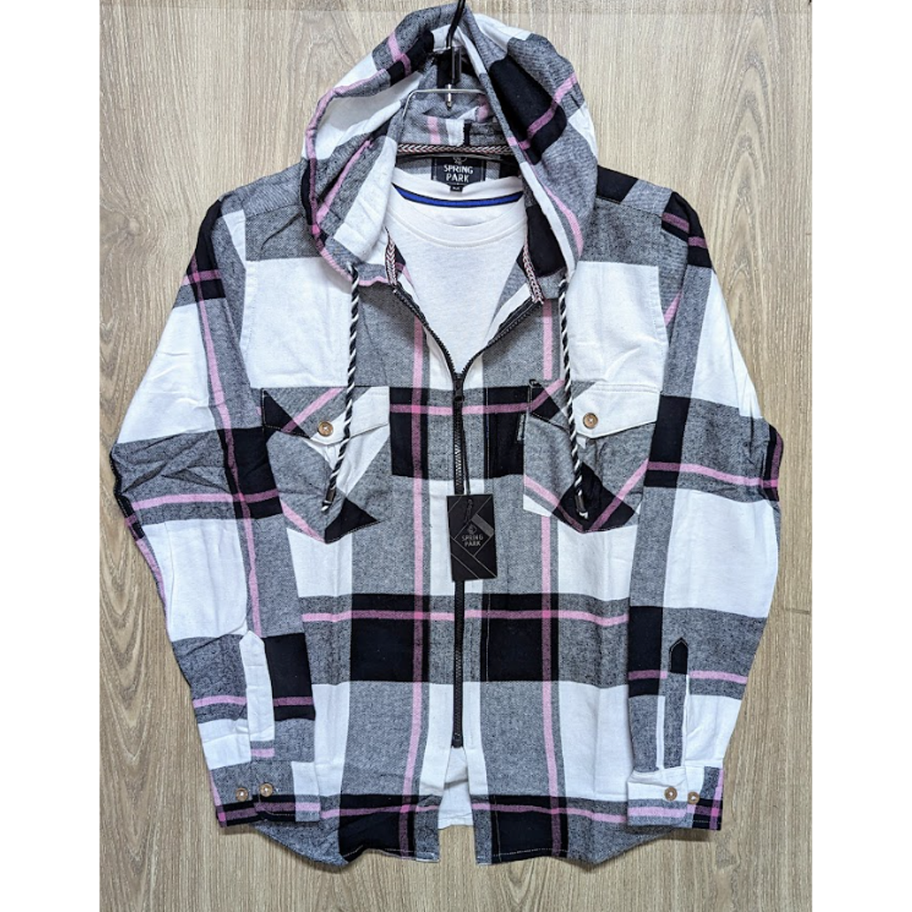 Flannel Cotton Hooded Shirt - Multicolor - SP0004