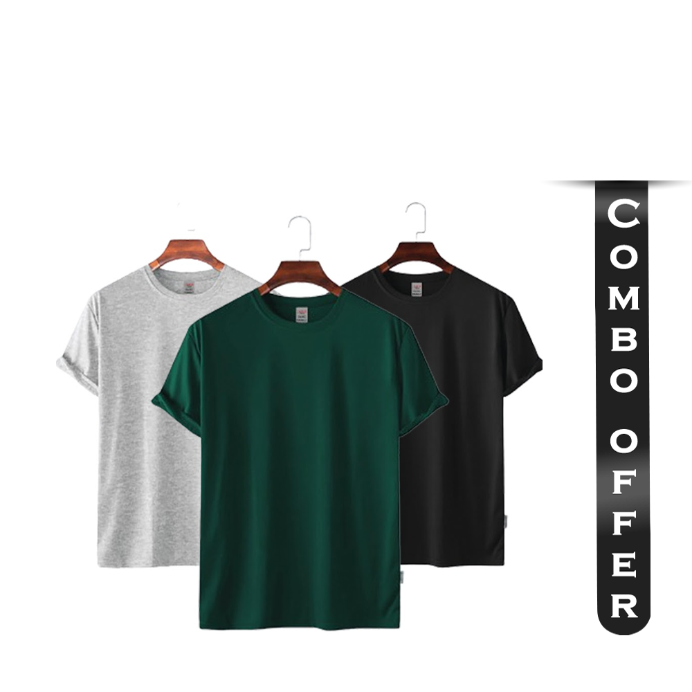 Combo Offer Of 3 Pcs Cotton Half Sleeve T-shirt for Men