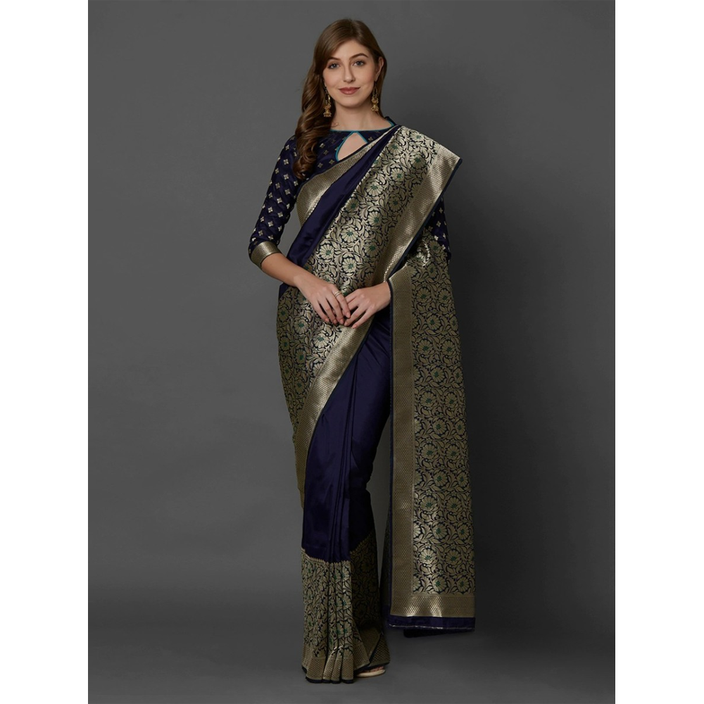 Silk Printed Saree With Blouse Piece For Women - Multicolor - MN-714