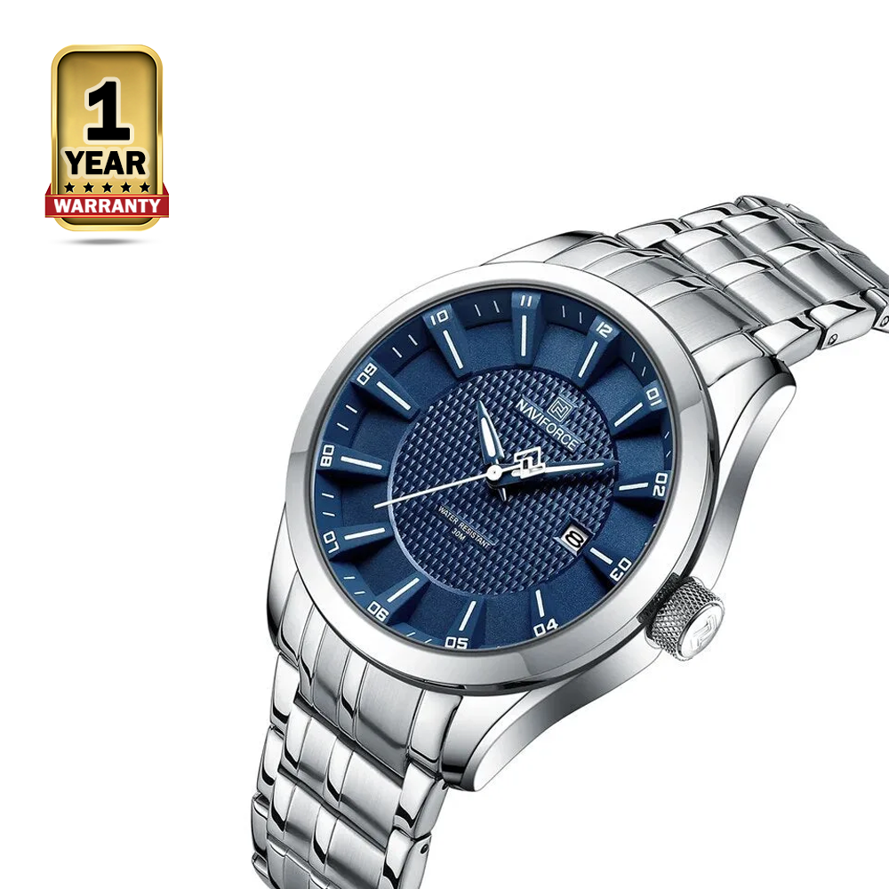 Naviforce 8032 CH Stainless Steel Watch for Men - Silver Blue