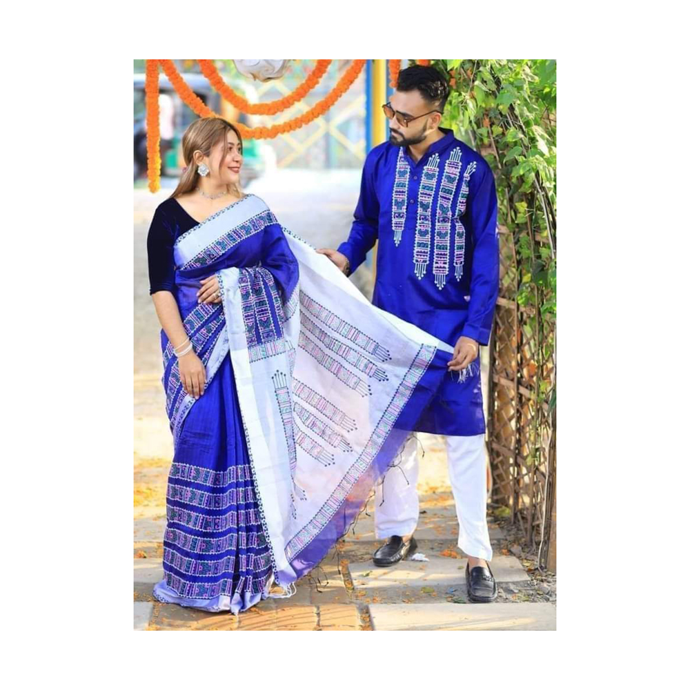 Gorgeous Half Silk Saree and Dhupian Silk Panjabi For Couple Set