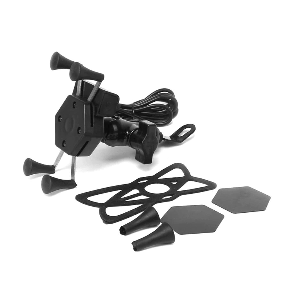 USB Mobile Holder For Motorcycle - Black