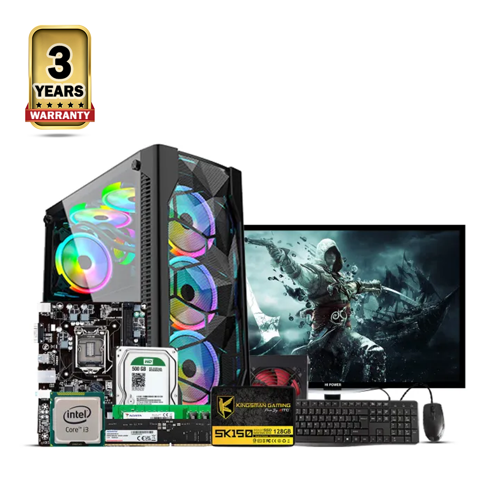 Intel Core i3 6th Generation - 8GB RAM - 128GB SSD Or 500GB HDD - 19 Inch LED Monitor - RGB Desktop Computer - bgwi-027