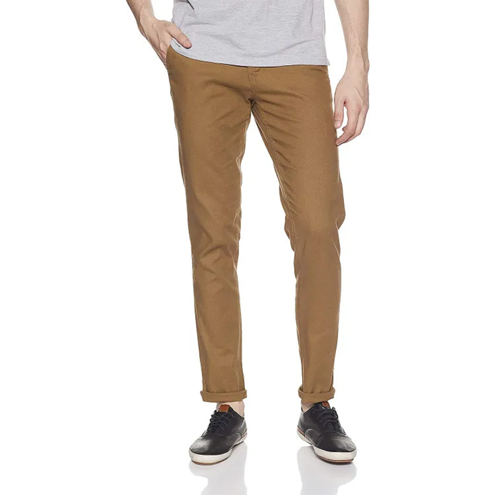 Cotton Semi Stretched Chinos Gabardine Pant For Men - Mustard - PGS029