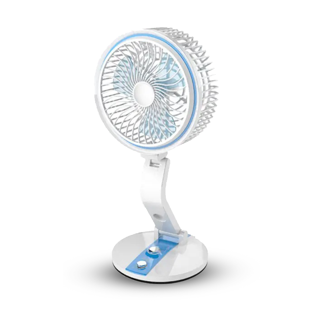 Folding Mini USB Cooling Fan With LED Light For Home and Office - White