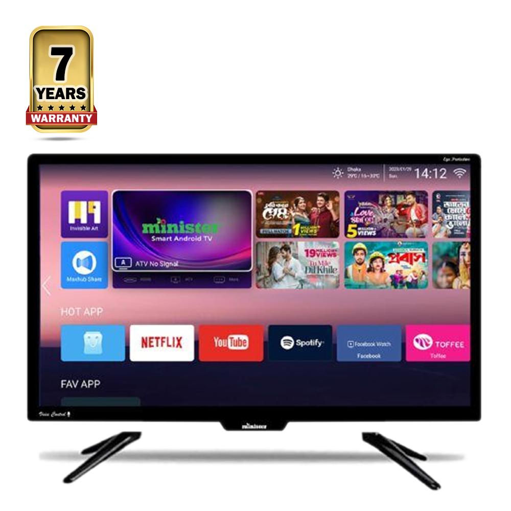 Minister MI32M8CGV Glorious Android Voice Control Smart LED TV - 32 Inch - Black