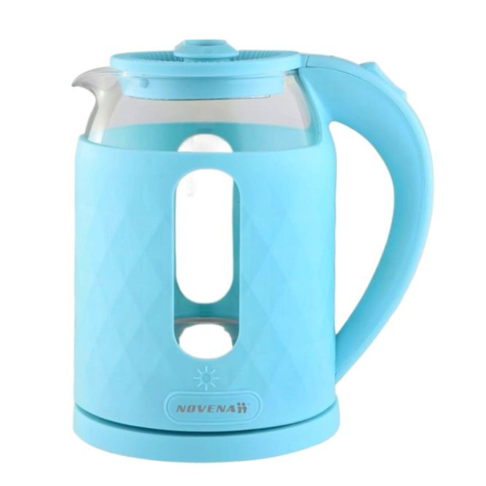 Novena NK44G Glass Plastic Hot Water Electric Kettle - 1500W - 2 Liter - Sky Blue