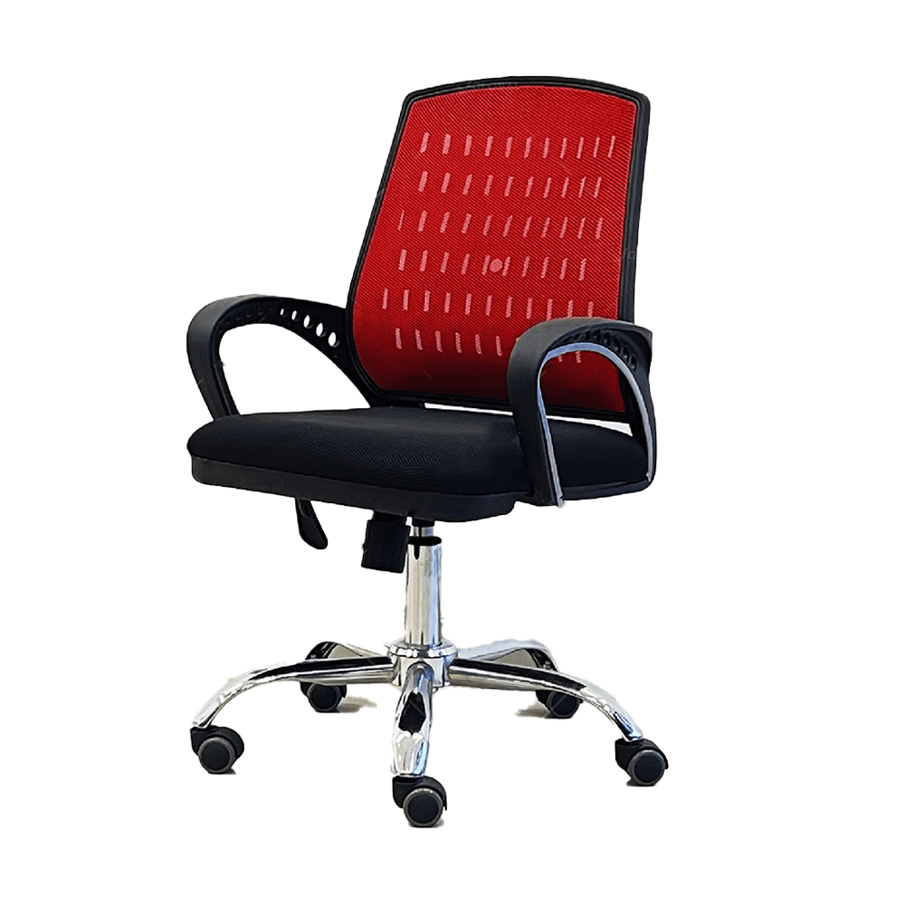 Fabric and Plastic Fisher Executive Office Chair - Black and Red