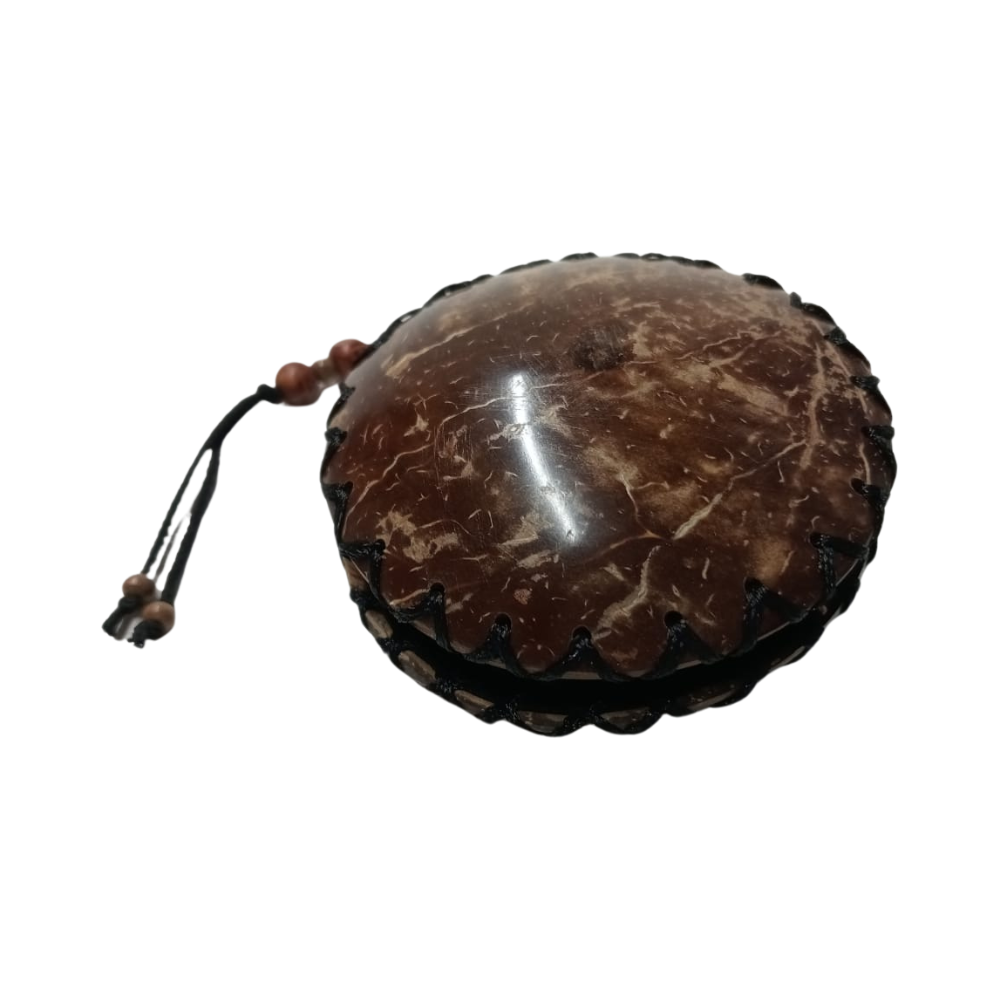 Coin Shape Coconut Shell Bag - Brown - U002