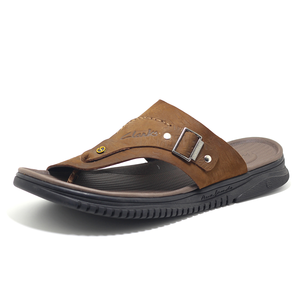 Leather Sandal Shoe For Men - Coffee - MS 525