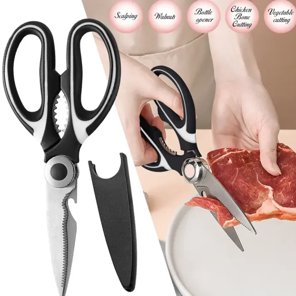 Stainless Steel Kitchen Multi Purpose Scissors - Black