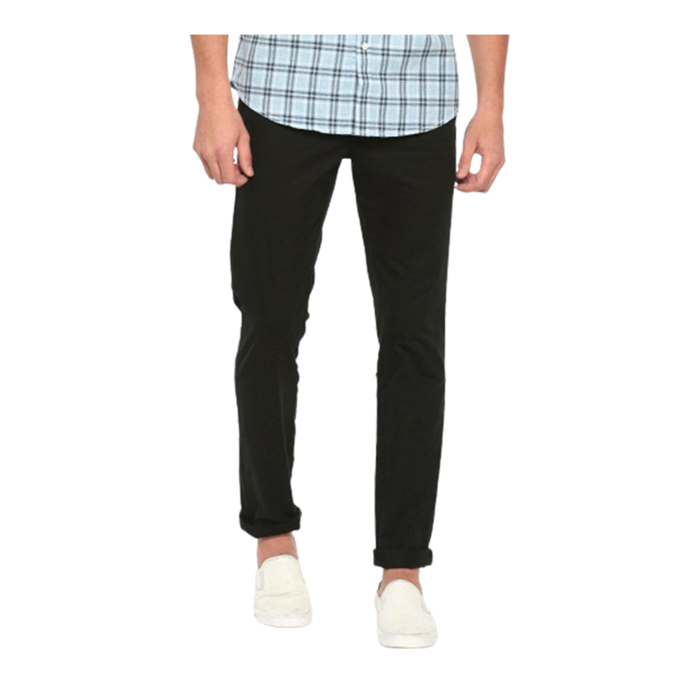 Cotton Chinos Gabardine Pant For Men - Deep Black - NZ-3202