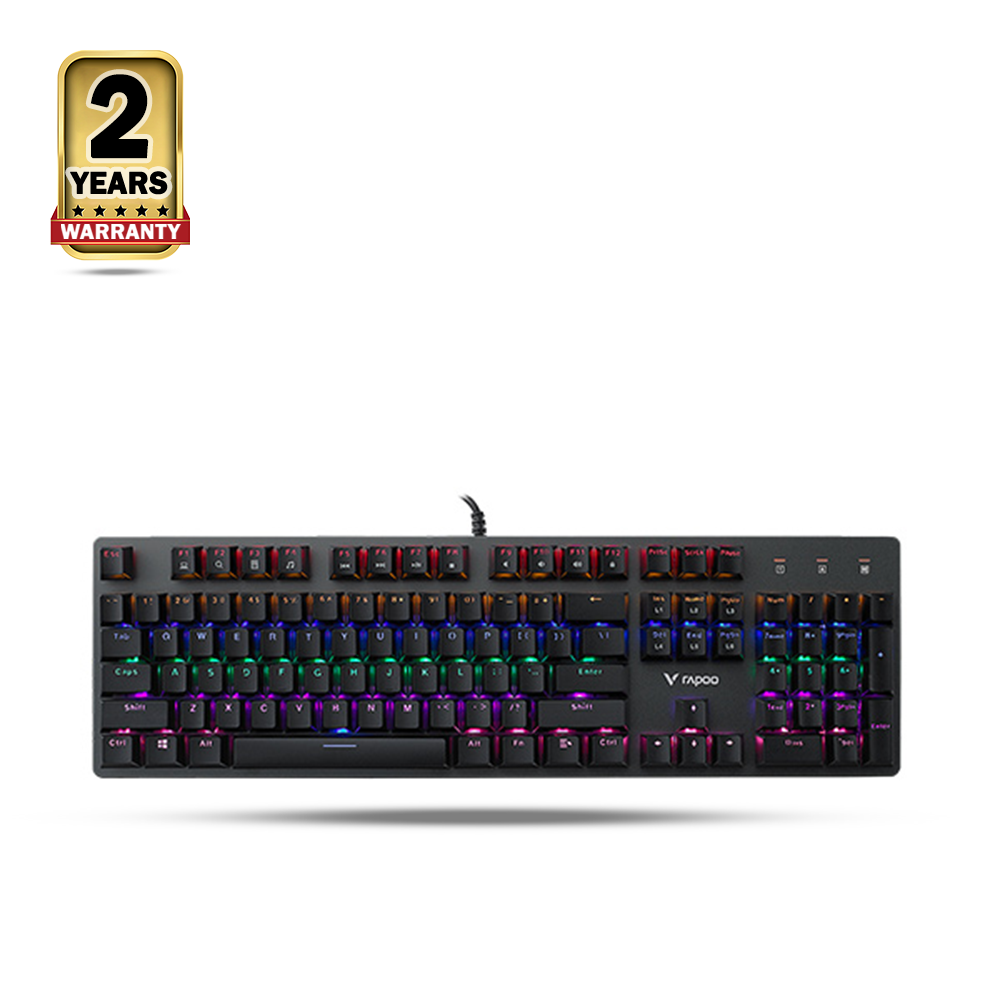 Rapoo V500SE Mixed Light Metal Wired Mechanical Red and Blue Switch Gaming Keyboard - Black