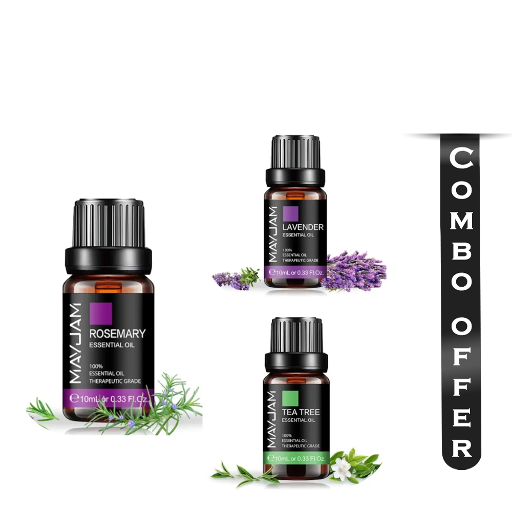 Rosemary and Lavender and Tea Tree Essential Oil Combo Pack - 10+10+10ml 