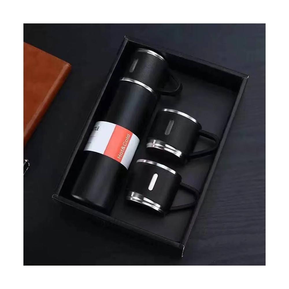 Stainless Steel Vacuum Flask Set - Black