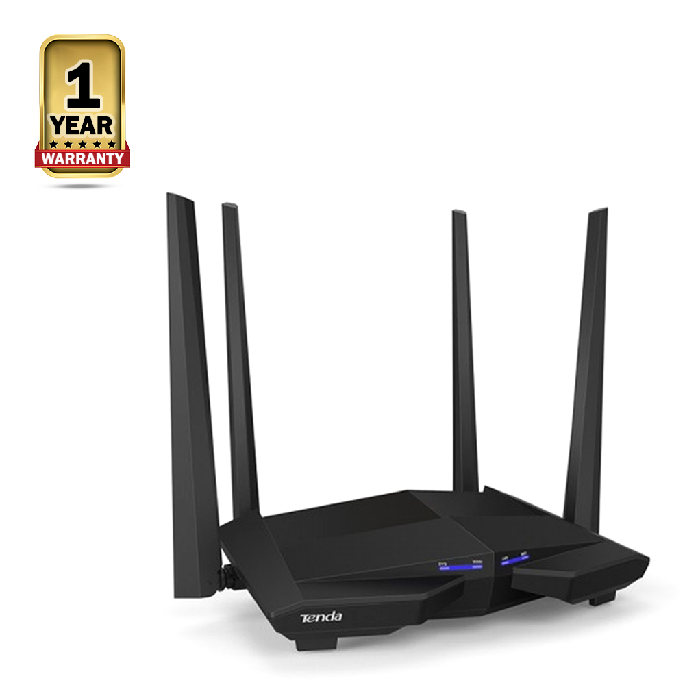 Tenda AC10 AC1200 1200Mbps Dual Band 4 Antenna Gigabit WiFi Router - Black