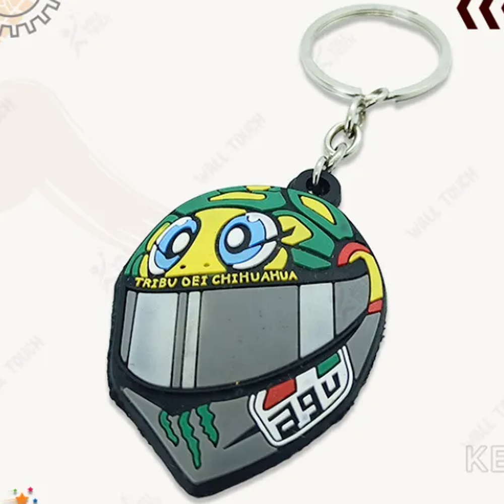 Helmet Rubber PVC Keychain Key Ring For Bike and Car - Multicolor - 335184145