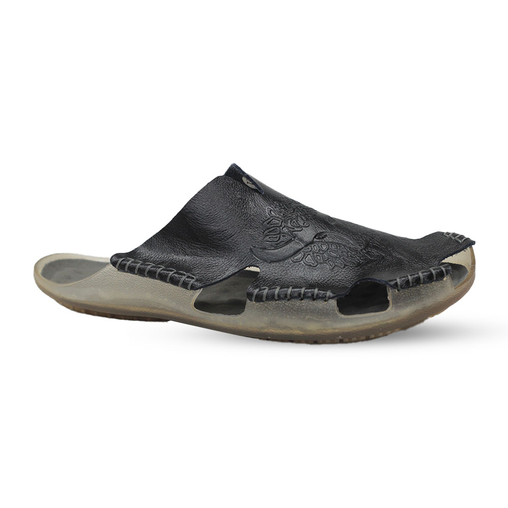 Pu Leather Sandal For Men - Black - MS270