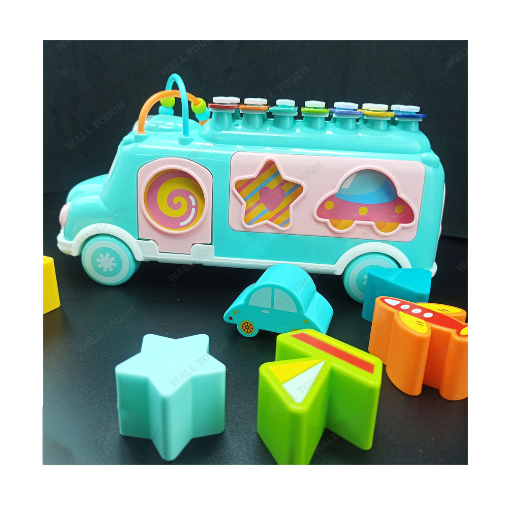 Car Puzzle 3 In 1 Happy Bus Xylophone Brain Development Block Toy - 220259181