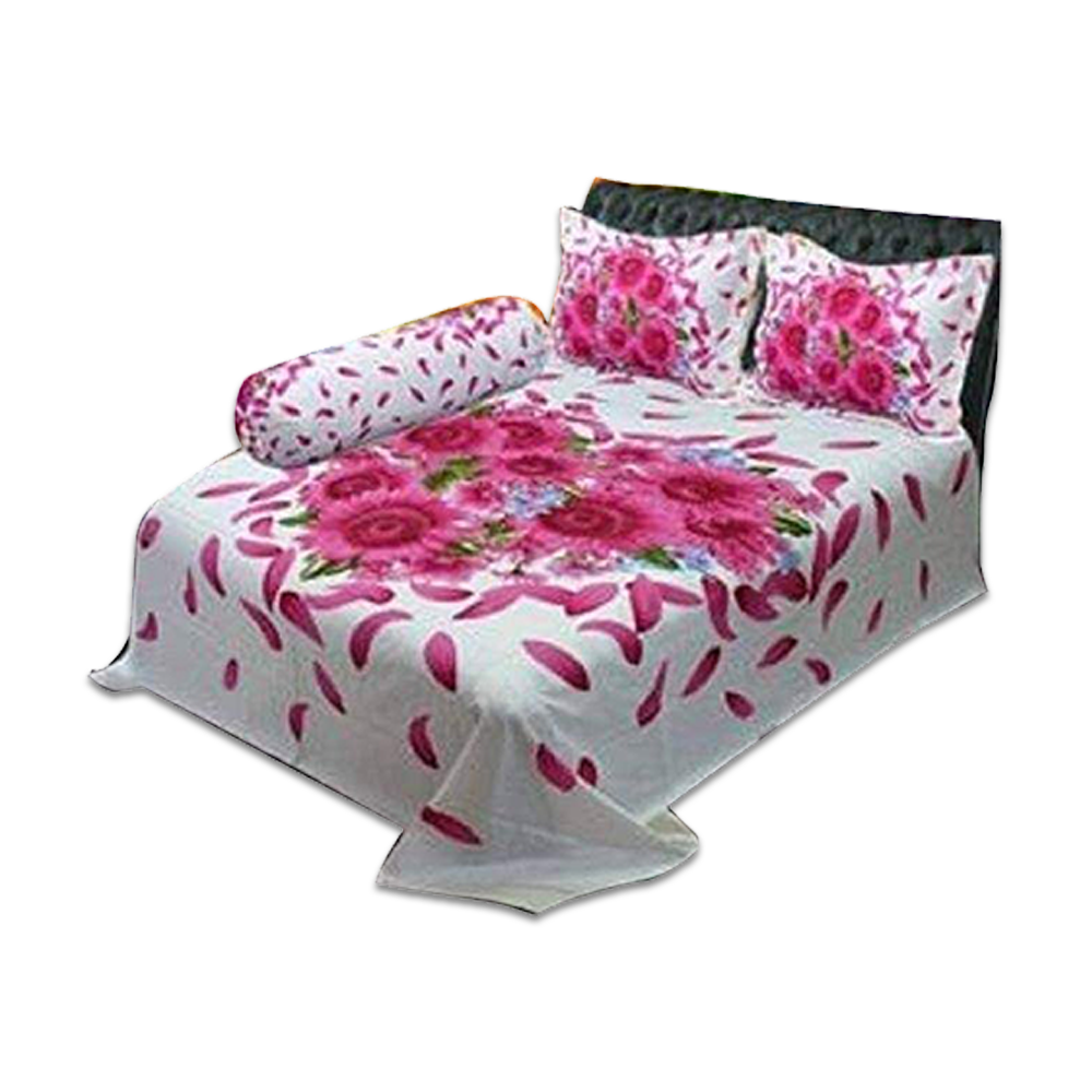 Cotton Bed Sheet With Two Pillow Covers - Multicolor