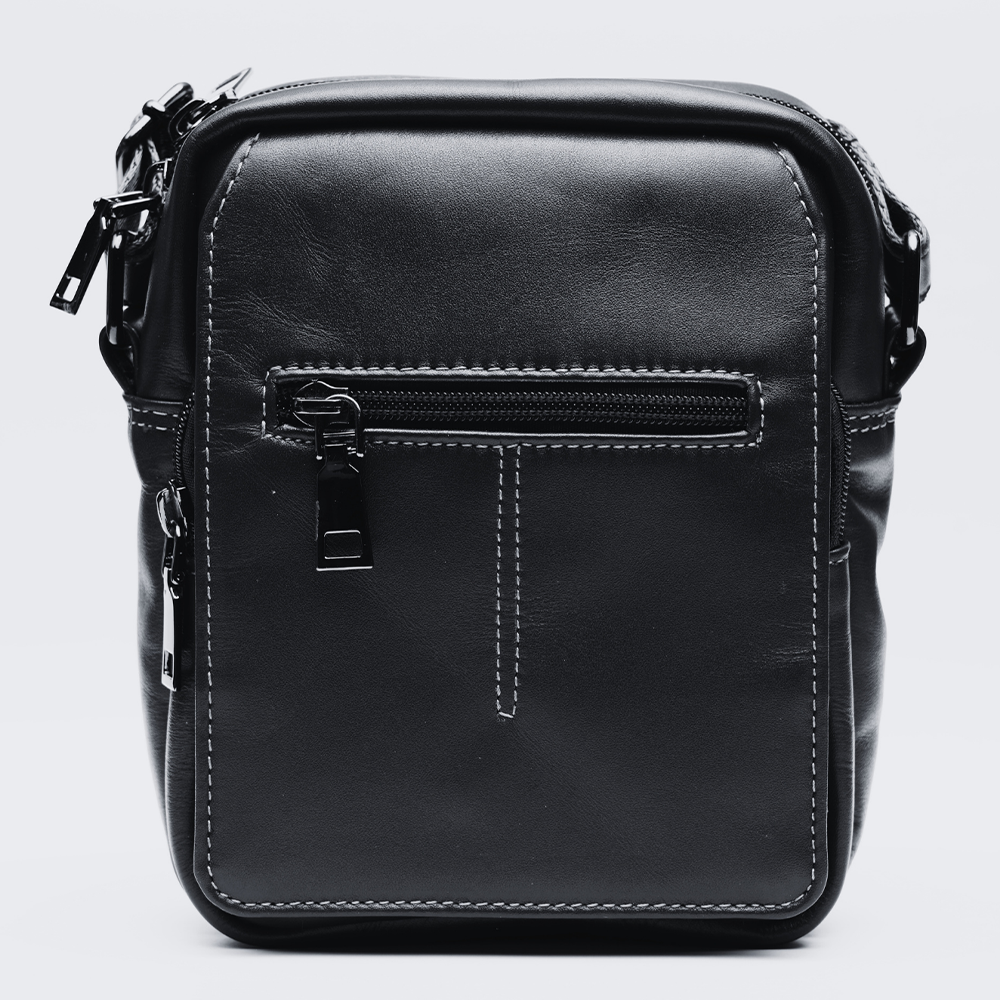 Zays Leather Cross Body Bag For Men- Black - ZBG101