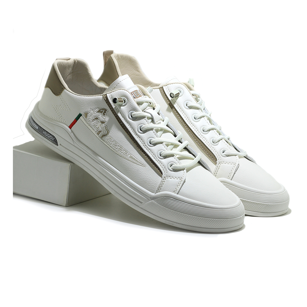 Pu Leather Sneaker Shoe For Men - Cream - MSK 425