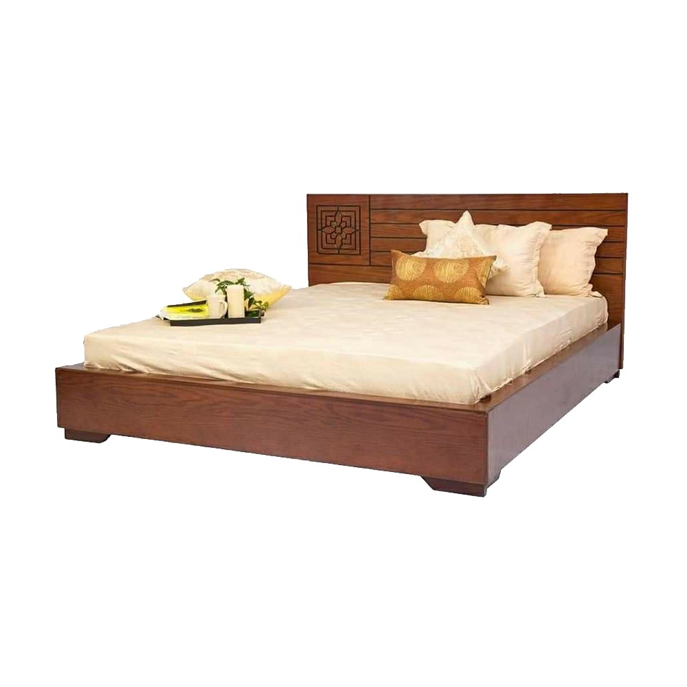 Twin Mart Malaysian Processed Wood Double Size Bed - 5'x7' Feet