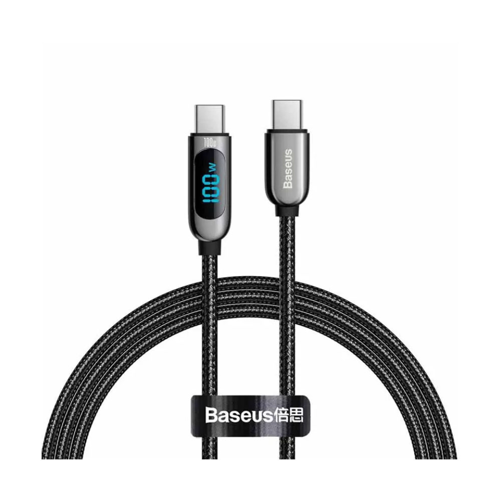 Baseus Display 100W Fast Charging Type -C to Type -C Data Cable - Black